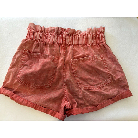 Wild Fable Paperbag‎ Barrel Shorts Orange Pull Up Small Beach Cruise Vacation - Picture 2 of 5